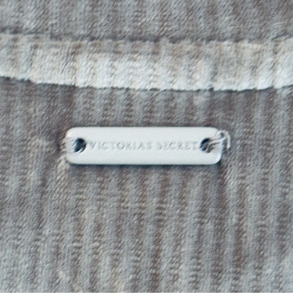 Victoria's Secret Gray Velour Ribbed Top Wide Leg Pants Women’s suit Lounge L - Picture 10 of 14
